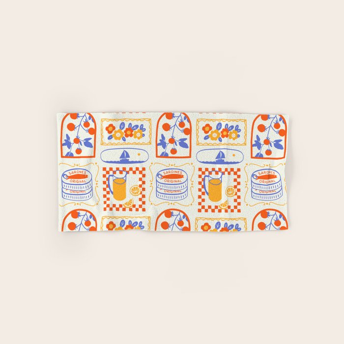 Summer vacation patchwork art pattern Bath Towel Gallery Image 1