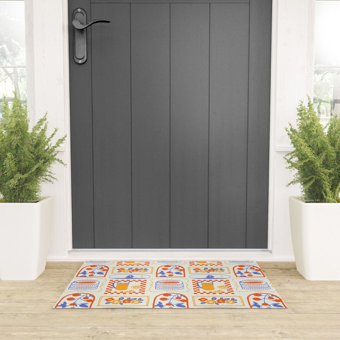 Summer vacation patchwork art pattern Welcome Mat Gallery Image 3