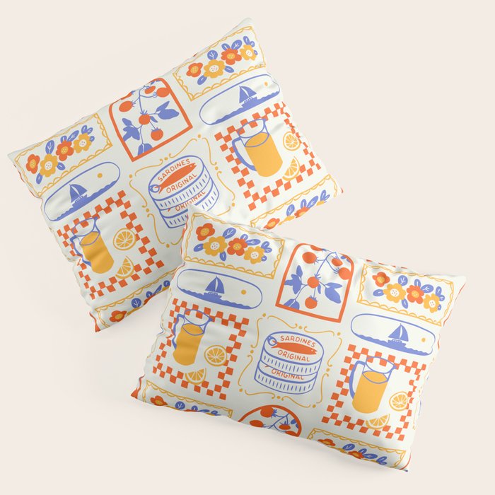 Summer vacation patchwork art pattern Pillow Sham Gallery Image 1