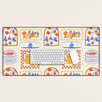 Summer vacation patchwork art pattern Desk Mat Gallery Image 1