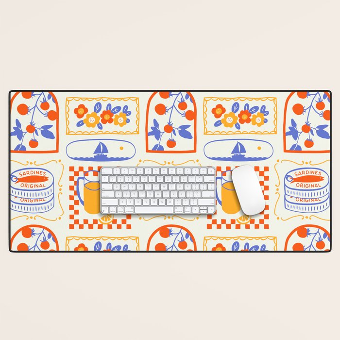 Summer vacation patchwork art pattern Desk Mat Gallery Image 1