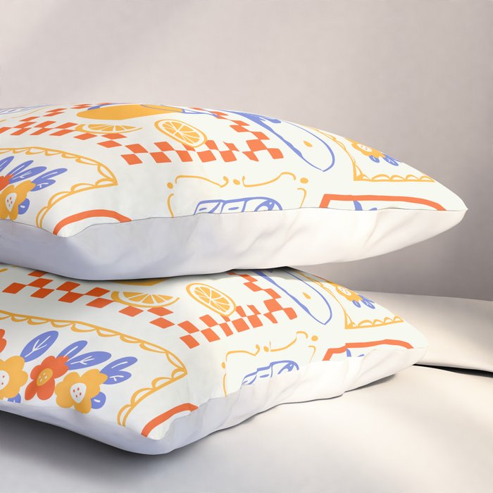 Summer vacation patchwork art pattern Pillow Sham Gallery Image 3