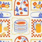 Summer vacation patchwork art pattern Coffee Mug Gallery Image 2