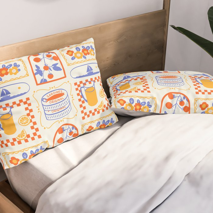 Summer vacation patchwork art pattern Pillow Sham Gallery Image 2