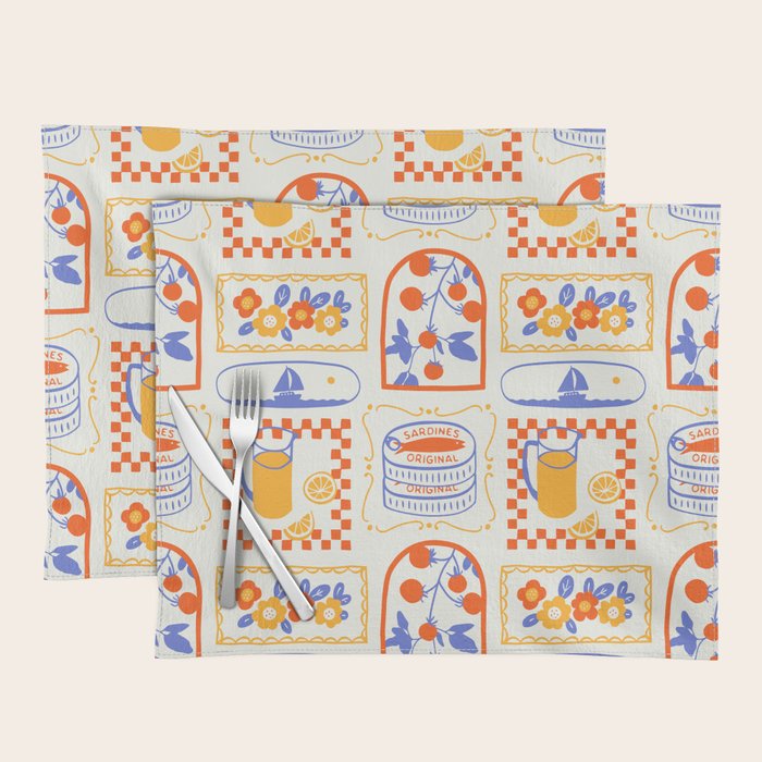 Summer vacation patchwork art pattern Placemat Gallery Image 1