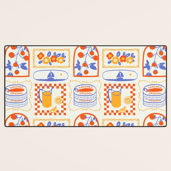 Summer vacation patchwork art pattern Desk Mat Gallery Image 3