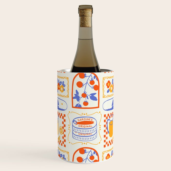 Summer vacation patchwork art pattern Wine Chiller Gallery Image 1
