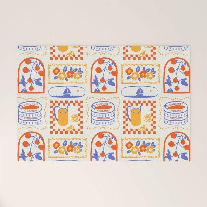 Summer vacation patchwork art pattern Welcome Mat Gallery Image 1