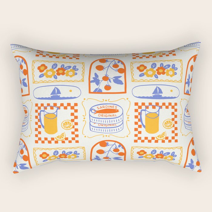Summer vacation patchwork art pattern Rectangular Pillow Gallery Image 1