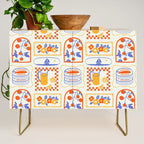 Summer vacation patchwork art pattern Credenza Gallery Image 1