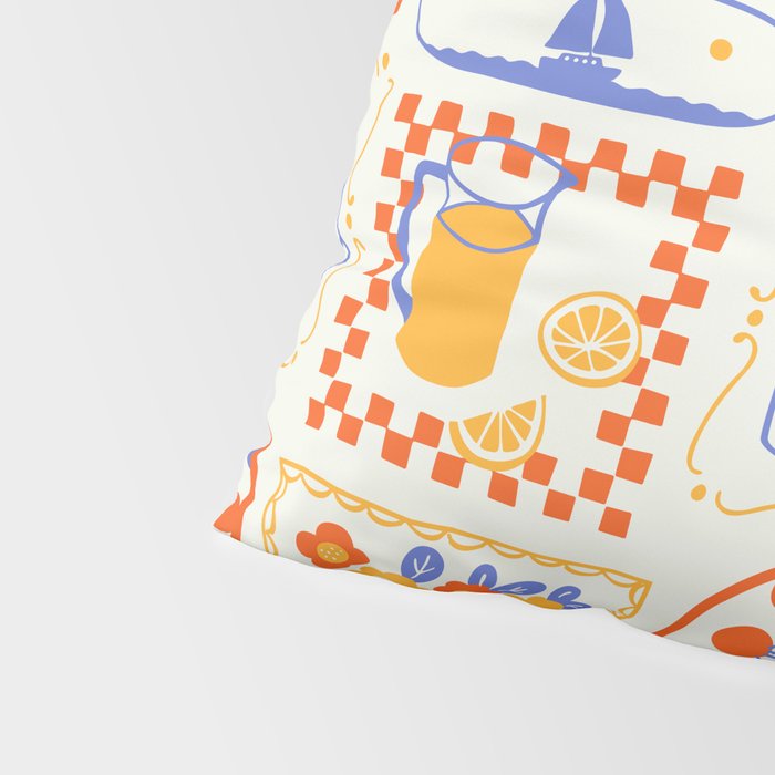 Summer vacation patchwork art pattern Pillow Sham Gallery Image 4