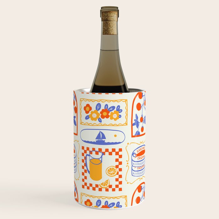 Summer vacation patchwork art pattern Wine Chiller Gallery Image 3