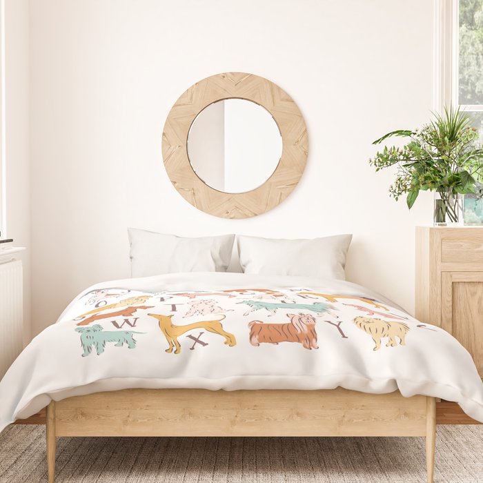ABC Dogs in Retro Vintage Colors 70's Duvet Cover Gallery Image 3
