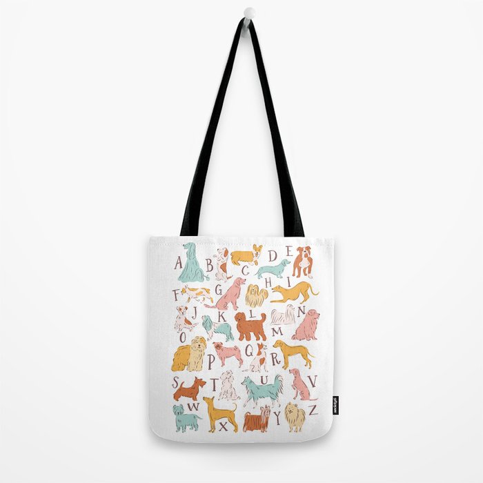 ABC Dogs in Retro Vintage Colors 70's Tote Bag Gallery Image 2