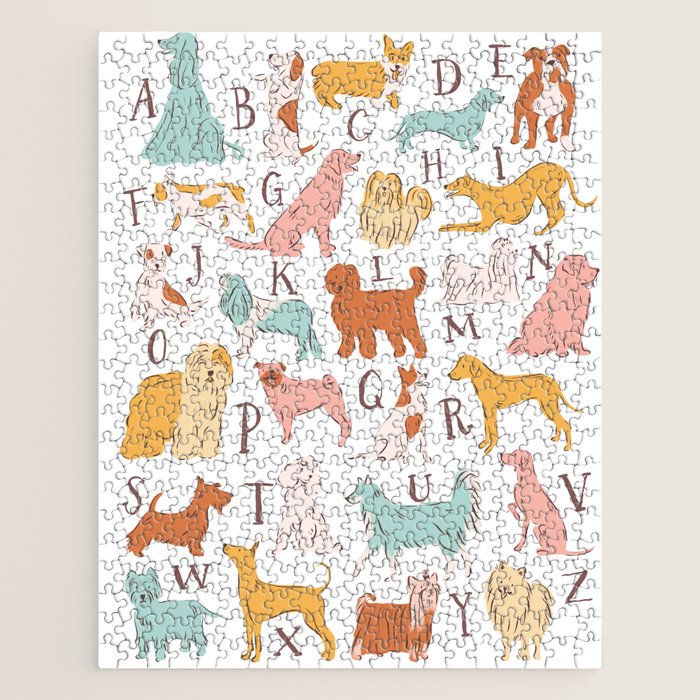 ABC Dogs in Retro Vintage Colors 70's Jigsaw Puzzle Gallery Image 1