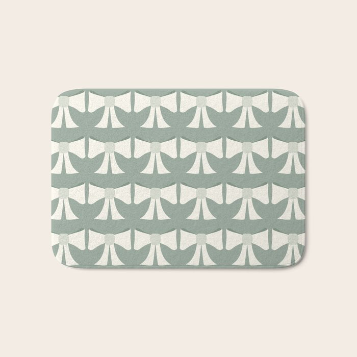 Vintage Bows XIV Green Sage Bath Mat Gallery Image 1
