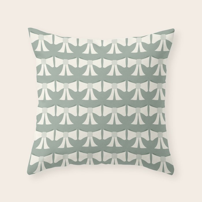 Vintage Bows XIV Green Sage Throw Pillow Gallery Image 1
