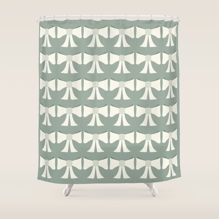 Vintage Bows XIV Green Sage Shower Curtain Gallery Image 1