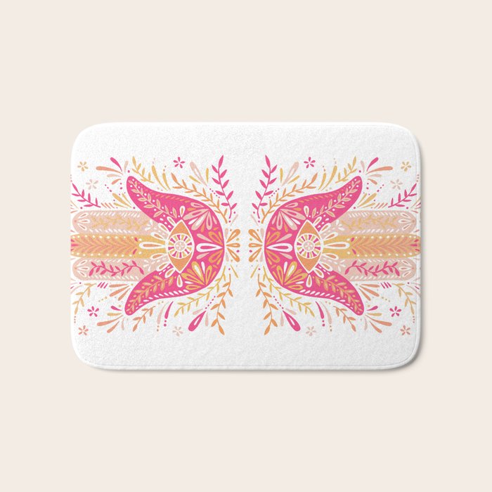 Hamsa Hand â Pink & Peach Palette Bath Mat Gallery Image 1