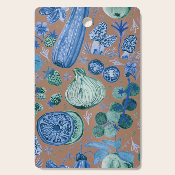 Garden Vegetables & Fresh Fruit in Blue Midnight Cutting Board Gallery Image 1