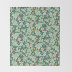 William Morris Leicester Dark Green Multi Throw Blanket Gallery Image 2