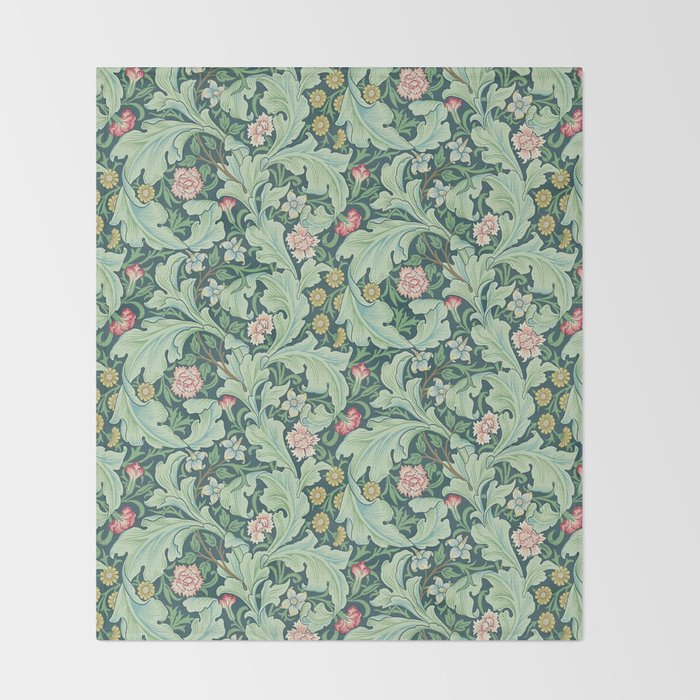 William Morris Leicester Dark Green Multi Throw Blanket Gallery Image 2