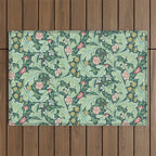 William Morris Leicester Dark Green Multi Outdoor Rug Gallery Image 1
