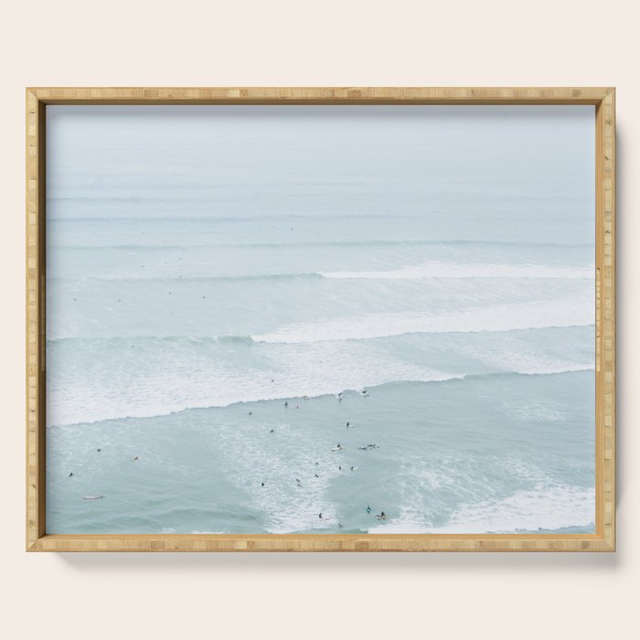 Tiny Surfers from the Sky, Lima, Peru Serving Tray Gallery Image 1