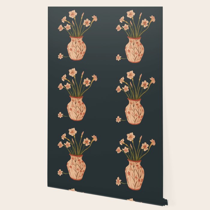 Blush Blooms in Painted Vase Wallpaper Gallery Image 2