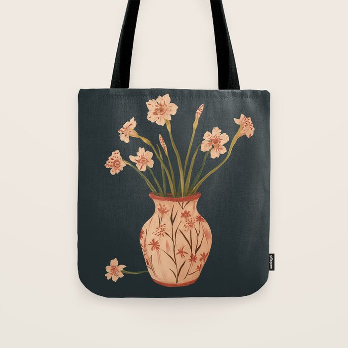 Blush Blooms in Painted Vase Tote Bag Gallery Image 1