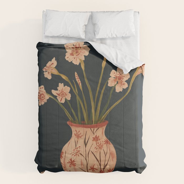 Blush Blooms in Painted Vase Comforter Gallery Image 6