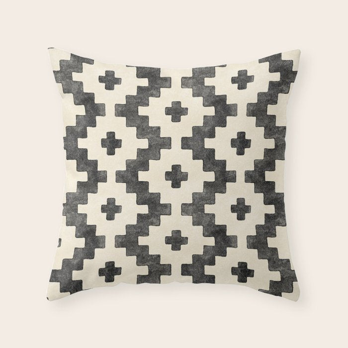 Taos - black and alabaster Throw Pillow Gallery Image 1