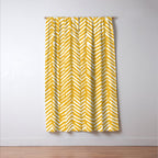 Boho Abstract Herringbone Pattern, Summer Yellow Window Curtain Gallery Image 3