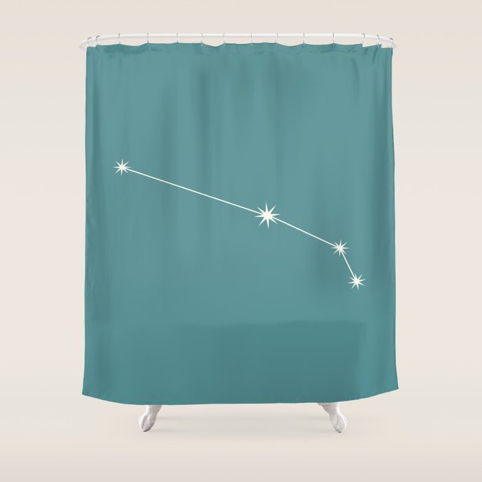Aries Zodiac Star Constellation Line Art Teal Shower Curtain Gallery Image 1