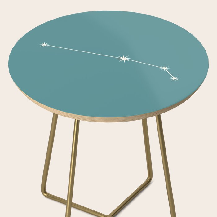 Aries Zodiac Star Constellation Line Art Teal Side Table Gallery Image 2