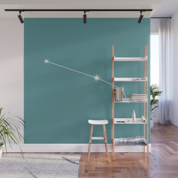 Aries Zodiac Star Constellation Line Art Teal Wall Mural Gallery Image 1