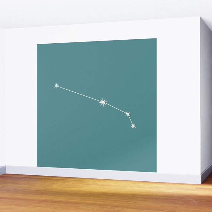 Aries Zodiac Star Constellation Line Art Teal Wall Mural Gallery Image 2