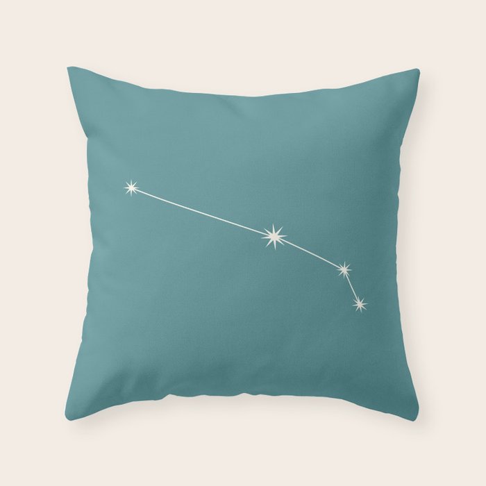 Aries Zodiac Star Constellation Line Art Teal Throw Pillow Gallery Image 6