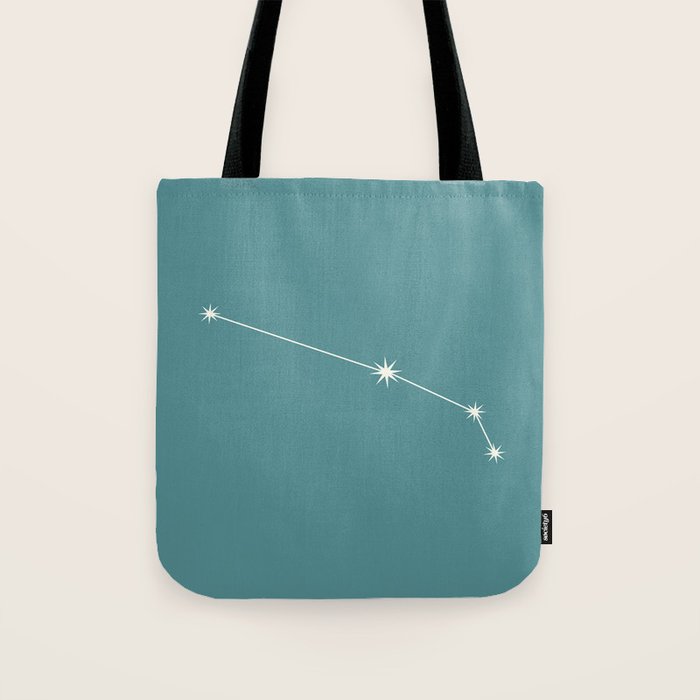 Aries Zodiac Star Constellation Line Art Teal Tote Bag Gallery Image 1