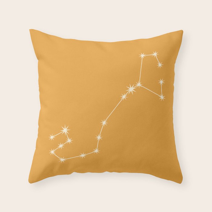 Scorpio Zodiac Star Constellation Line Art Peach Orange Throw Pillow Gallery Image 6