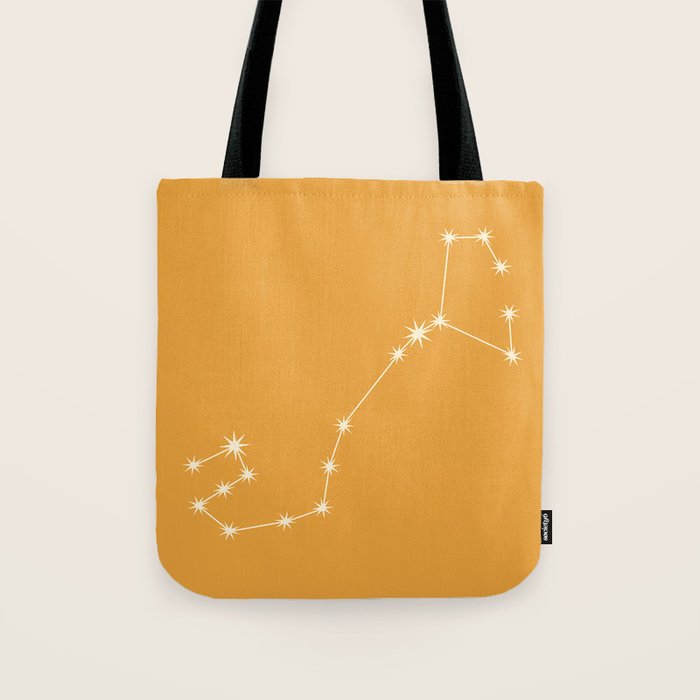 Scorpio Zodiac Star Constellation Line Art Peach Orange Tote Bag Gallery Image 1