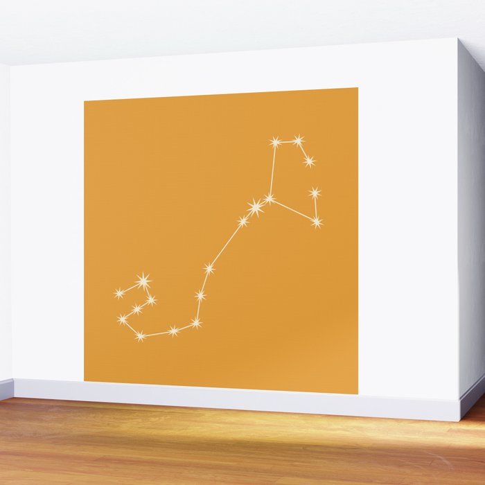 Scorpio Zodiac Star Constellation Line Art Peach Orange Wall Mural Gallery Image 2