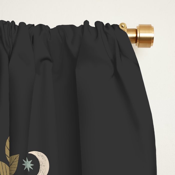 Folk Art Moth - Black Window Curtain Gallery Image 2