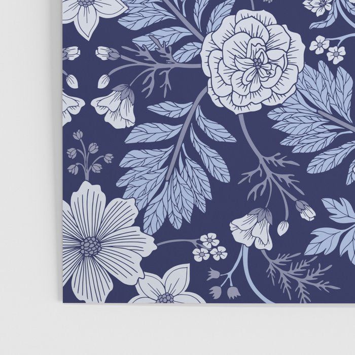 Light Blue, Cobalt Blue, & White Floral Pattern Poster Gallery Image 3