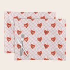 Retro cartoon love heart checkered pattern Placemat Gallery Image 1