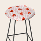 Retro cartoon love heart checkered pattern Stool Gallery Image 2