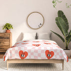 Retro cartoon love heart checkered pattern Comforter Gallery Image 3