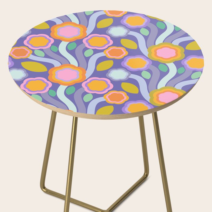 Big pop retro flowers blue Side Table Gallery Image 2