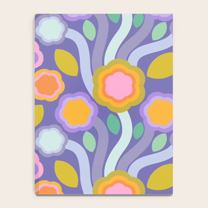 Big pop retro flowers blue Notebook Gallery Image 4