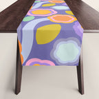 Big pop retro flowers blue Table Runner Gallery Image 1